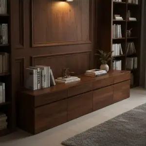 멀바우원목 4칸서랍수납 2000 거실장  원목  낮은장  우드  수납장  서랍장