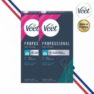 VEET 왁스 스트립 20매 2개 셀프 브라질리언 왁싱 팔 다리 겨드랑이 털 비키니 라인 왁싱 테이프