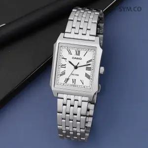 [카시오] MTP-B190D-7B 클래식 복고풍 스퀘어 실버 남자 메탈 시계 d