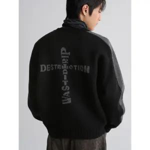 [에잇세컨즈] 그래픽 자카드 라운드 집업 카디건  블랙 (456Z5ASC15)