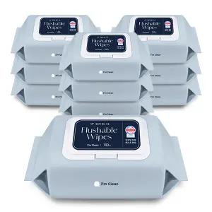 아임클린 변기에 바로 버리는 비데 물티슈 캡형 100매 10개 무향