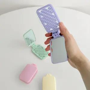 휴대용 미니 볼륨 브러쉬 거울 세트 4color 헤어 빗