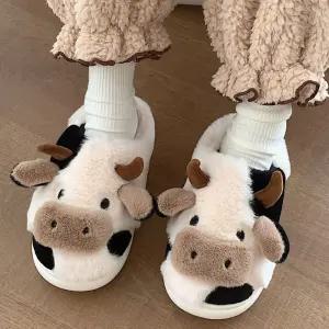 겨울 여성 얼룩소 인형 털슬리퍼 털실내화 털신 거실화