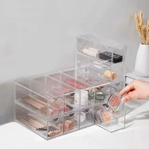 네일아트 투명 아크릴 서랍형 4단 뷰티 브러쉬 보관함