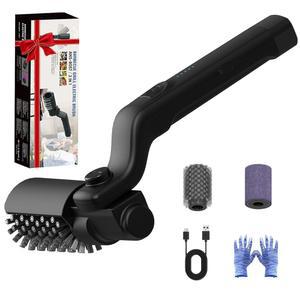 전기 바비큐 그릴 브러시, 무선 및 충전식 파워 180 조절 가능한 360 회전 클리너, 액세서리 야외용 자동 BBQ 선물 아이디어(블랙)