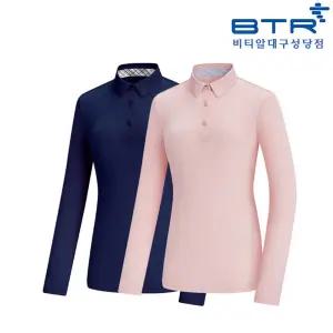 [비티알] 로단W 골프 여성 봄가을 배색 긴팔 카라 티셔츠 (BUT0439W)