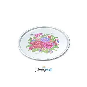 꽃 양은쟁반 특왕대 57cm 원형 오봉 레트로 옛날쟁반