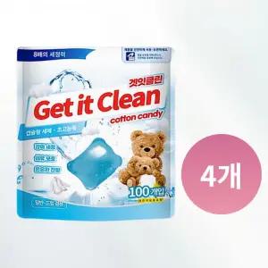 겟잇클린 초고농축 코튼캔디 100개입 4개 세탁 캡슐