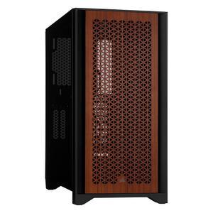 티크 전면 패널이 장착된 Corsair 4000D 공기 흐름 강화 유리 미드 타워 ATX 케이스 - 고공기 케이블 관리 시스템 넓은 내부 120mm 팬 2개 포함 블랙