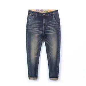 엘럽 남자 배기핏 바지 추동 자수 8부 9부 퀄리티 청 스판 반 힛템