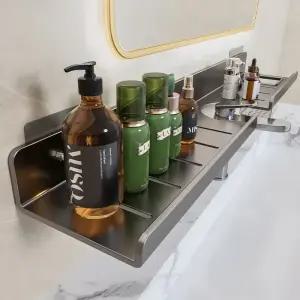 알루미늄 무타공 일자형 세면대 욕실 벽걸이 선반 수납 간편설치