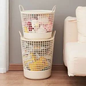 원형빨래바구니 틈새수납 뚜껑 다용도 세탁바구니 세탁물보관함 대형빨래통 E581-O