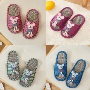 답례품 슬리퍼 선물 유아 층간소음 거실화 아동 면실내화 가벼운 초경량 순면 격자체크
