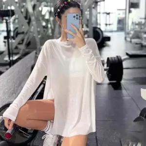 요가 긴팔티 웨어 퍼모먼스 사이드 트임 절개