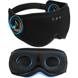 헤드폰이 달린 수면 마스크 블루투스 5.4 부드러운 대나무 면이 있는 TOPPOINT 3D 블랙아웃 사이드 슬 여성 남성용 헤드폰 이어폰 HD 스피커 마이크 여행 명상 선물