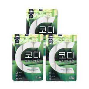 코디 순수 3겹 데코 두루마리 휴지 화장지 30m 30롤 x 3개