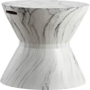 조나단 Y TBL1020A 아프리카 드럼 17.3인치 화이트 마블 마감 세라믹 실내/외 정원 의자 컨템포러리 미드