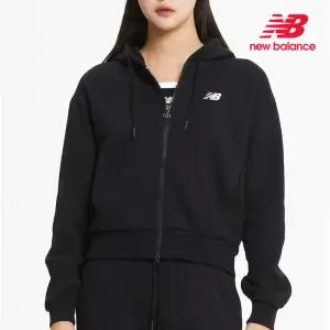 [뉴발란스] 국내매장판 여성 에센셜 기모 후드집업 세미오버핏 블랙 NBMDE4W902-19