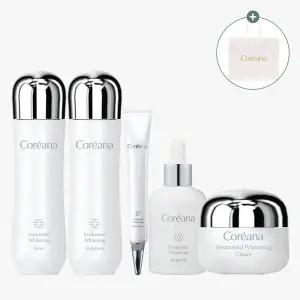 [코리아나] 발효 화이트닝 5종세트 (토너+에멀젼+앰플+크림+스팟에센스) [증정]쇼핑백(중)