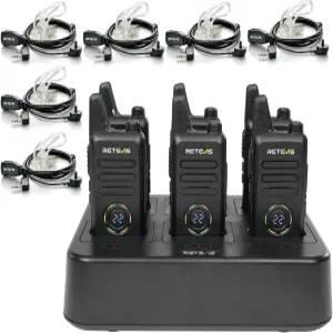 리테비스 RT22S 2방향 라디오 충전식 장거리 무전기 이어피스 및 마이크 세트 채널 디스플레이 신호