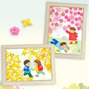 유아 물감찍기 스탬프찍기 놀이 봄 액자만들기 키트 미술스펀지 재료 영아