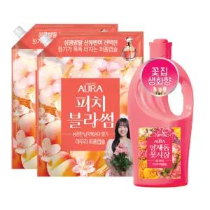 아우라 퍼퓸캡슐 섬유유연제 피치블라썸 1.7L 2개 + 양재동꽃시장 1L