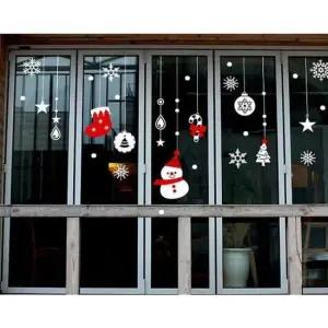 [Deco] 눈사람 종 눈꽃 모빌장식 유리 데코스티커