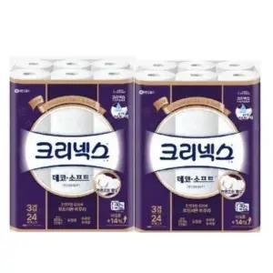 크리넥스 데코 앤 소프트 롤 화장지 35m 24롤 2개