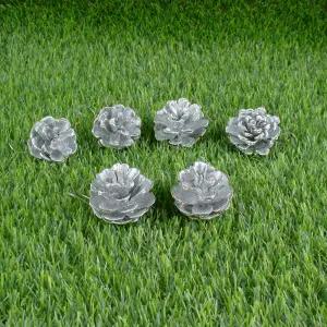 겨울 홈파티 인테리어 크리스마스트리 솔방울 장식 실버 대형 6개입 오너먼트