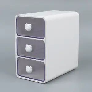 오거나이저 3단 소형 곰돌이 손잡이 작은서랍 정리함