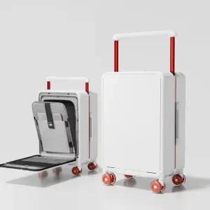 호환  전면 개폐형 여행가방 깊은 수납공간 대용량 넓은 손잡이 다채로운 회전 바퀴가 달린 트롤리 가방 20