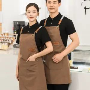카페 앞치마 캔버스 공방 주 공 화 형 방 바리스타 세트 주방 목공 방수 고급 방앞치마
