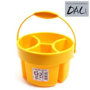 달리 물통 소 4칸 노랑/물감통/미술/놀이/수채화/휴대용/어린이/플라스틱/물감/도구/통/붓/세척/미술용