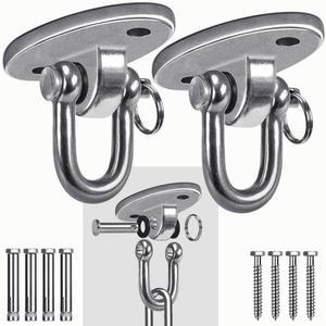 SELEWARE 2피스 2000파운드 용량 스테인리스 스틸 180 스윙 행거, 콘크리트 천장 나무용 헤비 듀티 후크, 현관 놀이터 해먹 체육관 세트용 행잉 하드웨어