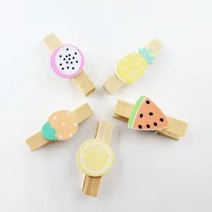 데코 팬시 소품용 과일 미니 나무집게 주방 봉지 밀봉 집게 우드 조리기구