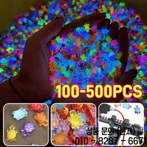 100 500pcs 미니 수지 거북이 밤 빛나는 인형 다기능 마이크로 조경