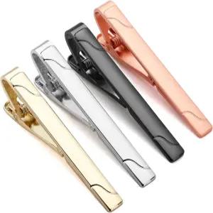 남성용 타이 클립 우아한 선물 상자가 포함된 4팩 세트. 매트 반짝이는 핀 바 잭 세트