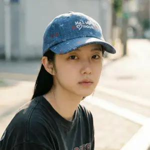 하트 청지 데님 야구모자 캡모자 볼캡 국내제작 캐주얼 포인트 데일리 스타일링/G-26864