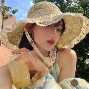 비욘드라이프 레이스 끈 리본묶음 왕골 모자 URD-391