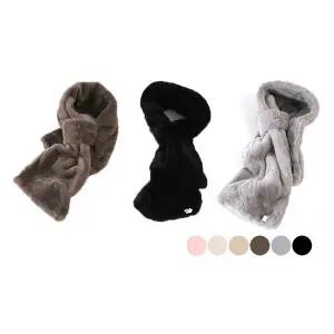 여자 249QWH98 왕 리본 넥워머 목도리 털 퍼 보온 포근 머플러