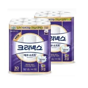 크리넥스 데코 앤 소프트 40m (30롤) [2팩]