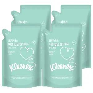 크리넥스 버블 항균 핸드워시 힐링그린향 리필 450ml 4개