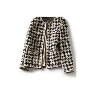 울 여성 자켓 흑백충색 봄가을 체크 트위드 재킷 코트 BE3