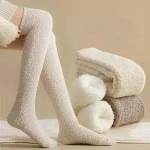 수면롱양말 겨울 무지 수면 롱양말 니삭스극세사 양털니삭스