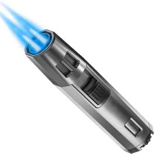 주쿠라 토치 라이터 부탄 리필 가능 제트 불꽃 방풍 가스 롱 조절 펜 양초 그릴 바비큐 스토브 캠핑용