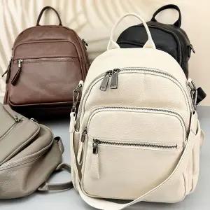 DKES_8506 여성 가죽 백팩 칼라 배낭 숄더백 대학생가방 수제가죽백팩