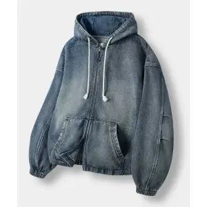 DIMITRI BLACK ASI 포시즌 에센셜 후드 집업_데님 더스트 인디고