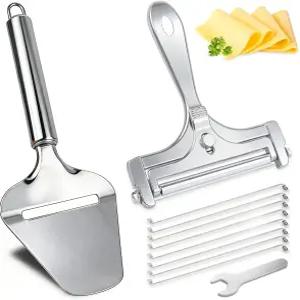 치즈 슬라이서 2팩 평면 도구가 있는 AIDOIT 스테인리스 스틸 와이어 부드러운 반하드 단단한 치즈를 위한