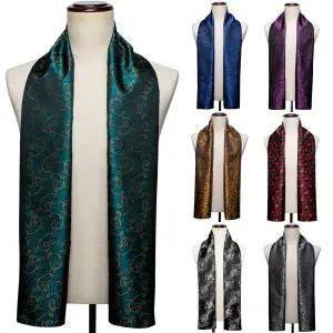 스카프 머플러 봄 가을 BarryWang 실크 남성 자카드 꽃무늬 페이즐리 캐주얼 정장 골드 그린 레드 블루 퍼