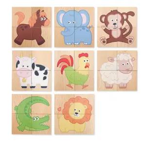 영유아 동물그림 4조각 자석 원목퍼즐32p 나무 보육기관 3살교구 유치원수업